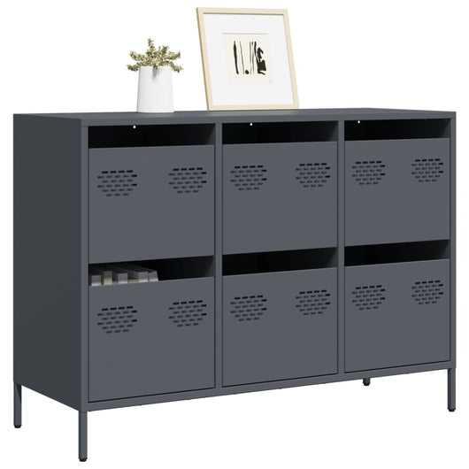 Credenza-Buffet-Armadio da cucina Antracite 101,5x39x73,5cm in Acciaio Laminato a Freddo 548195