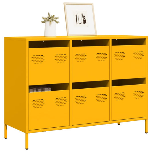 vidaXL Credenza Giallo Senape 101,5x39x73,5 cm Acciaio Laminato Freddo