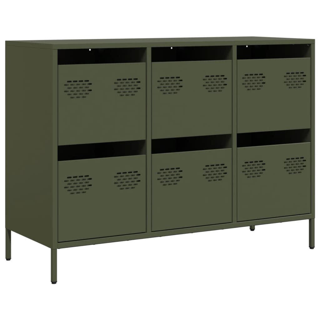 vidaXL Credenza Verde Oliva 101,5x39x73,5 cm Acciaio Laminato a Freddo