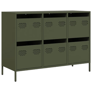 vidaXL Credenza Verde Oliva 101,5x39x73,5 cm Acciaio Laminato a Freddo