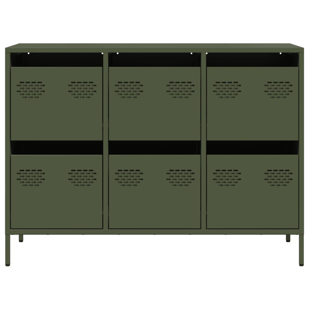 vidaXL Credenza Verde Oliva 101,5x39x73,5 cm Acciaio Laminato a Freddo