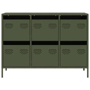 vidaXL Credenza Verde Oliva 101,5x39x73,5 cm Acciaio Laminato a Freddo