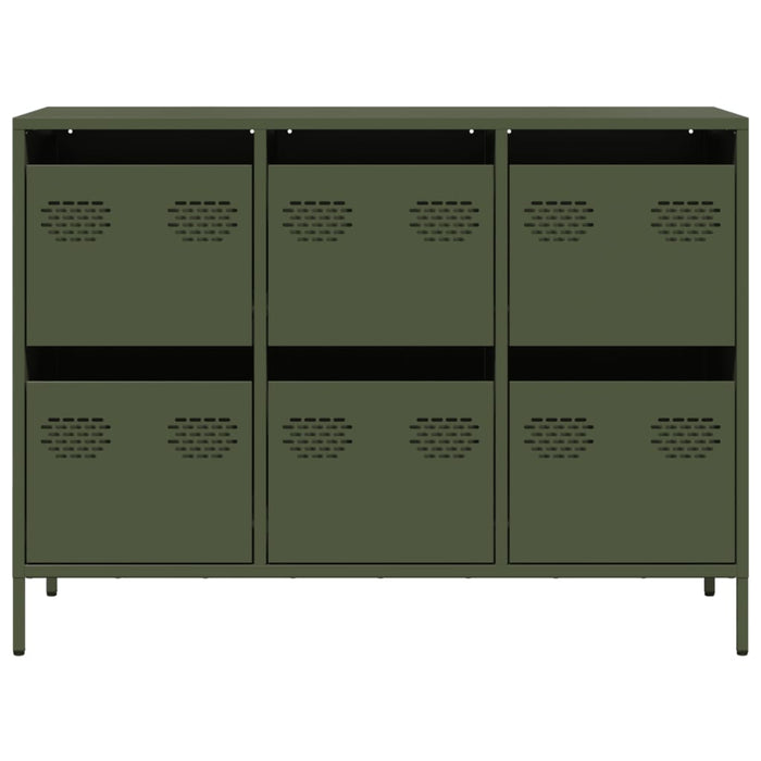 vidaXL Credenza Verde Oliva 101,5x39x73,5 cm Acciaio Laminato a Freddo