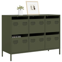 vidaXL Credenza Verde Oliva 101,5x39x73,5 cm Acciaio Laminato a Freddo