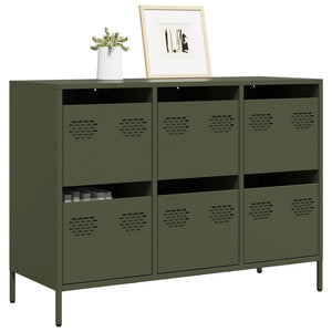 vidaXL Credenza Verde Oliva 101,5x39x73,5 cm Acciaio Laminato a Freddo