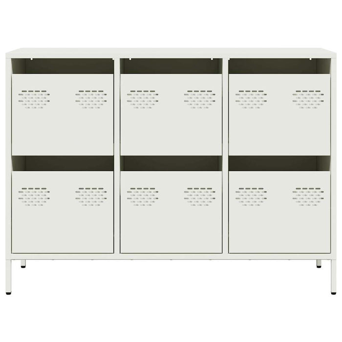 Credenza-Buffet-Armadio da cucina Bianca 101,5x39x73,5 cm in Acciaio Laminato a Freddo 995568