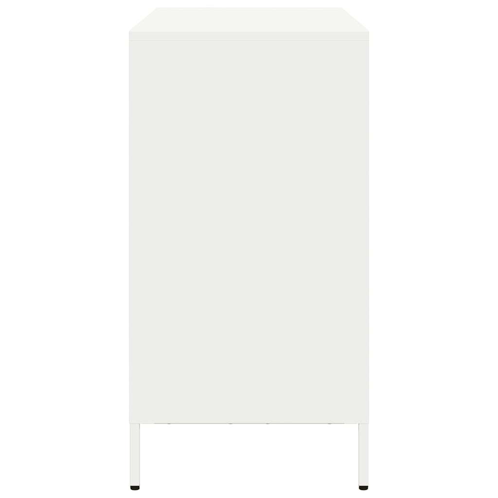 Credenza-Buffet-Armadio da cucina Bianca 101,5x39x73,5 cm in Acciaio Laminato a Freddo 995568