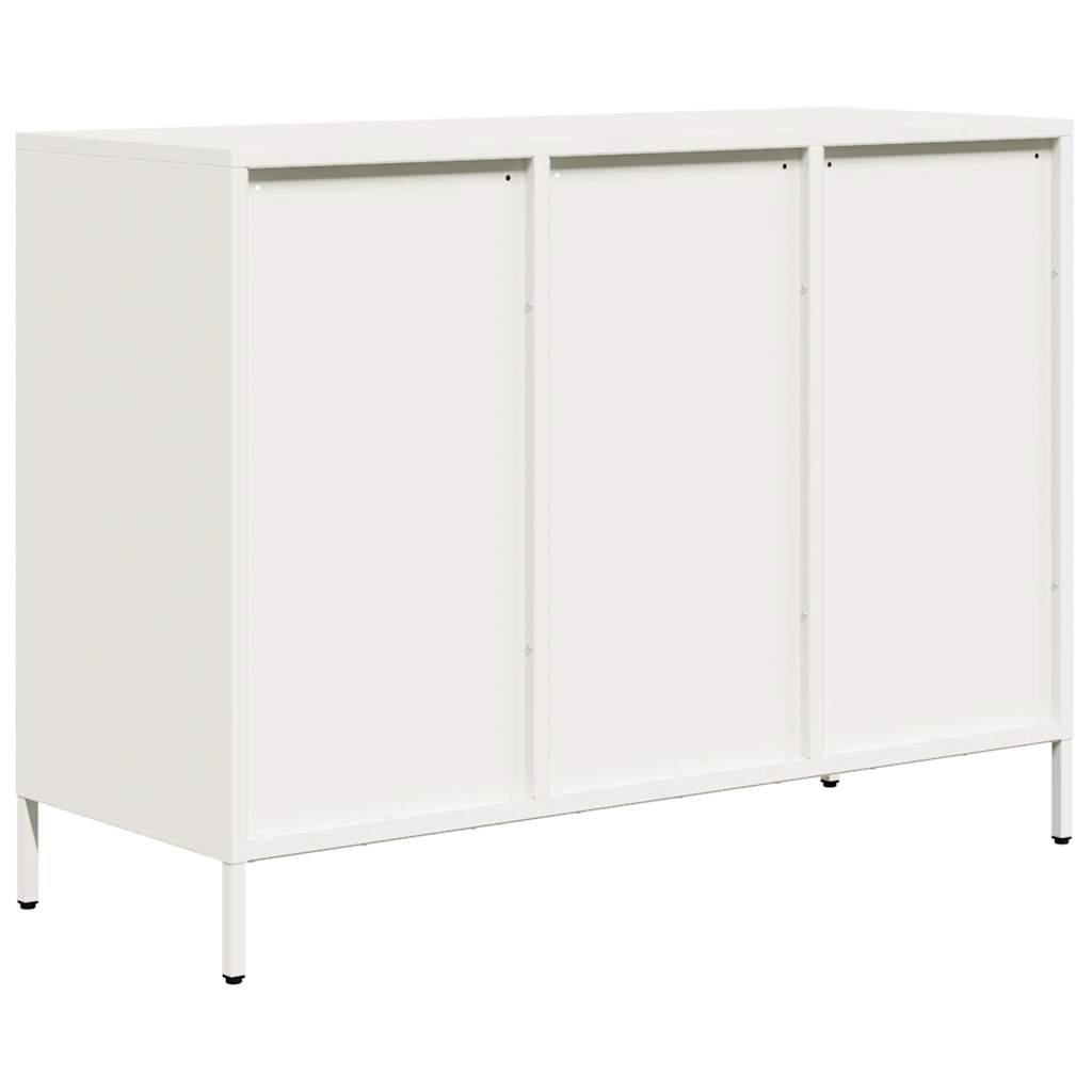 Credenza-Buffet-Armadio da cucina Bianca 101,5x39x73,5 cm in Acciaio Laminato a Freddo 995568