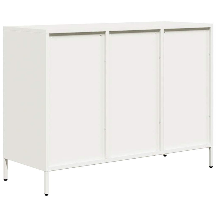 Credenza-Buffet-Armadio da cucina Bianca 101,5x39x73,5 cm in Acciaio Laminato a Freddo 995568