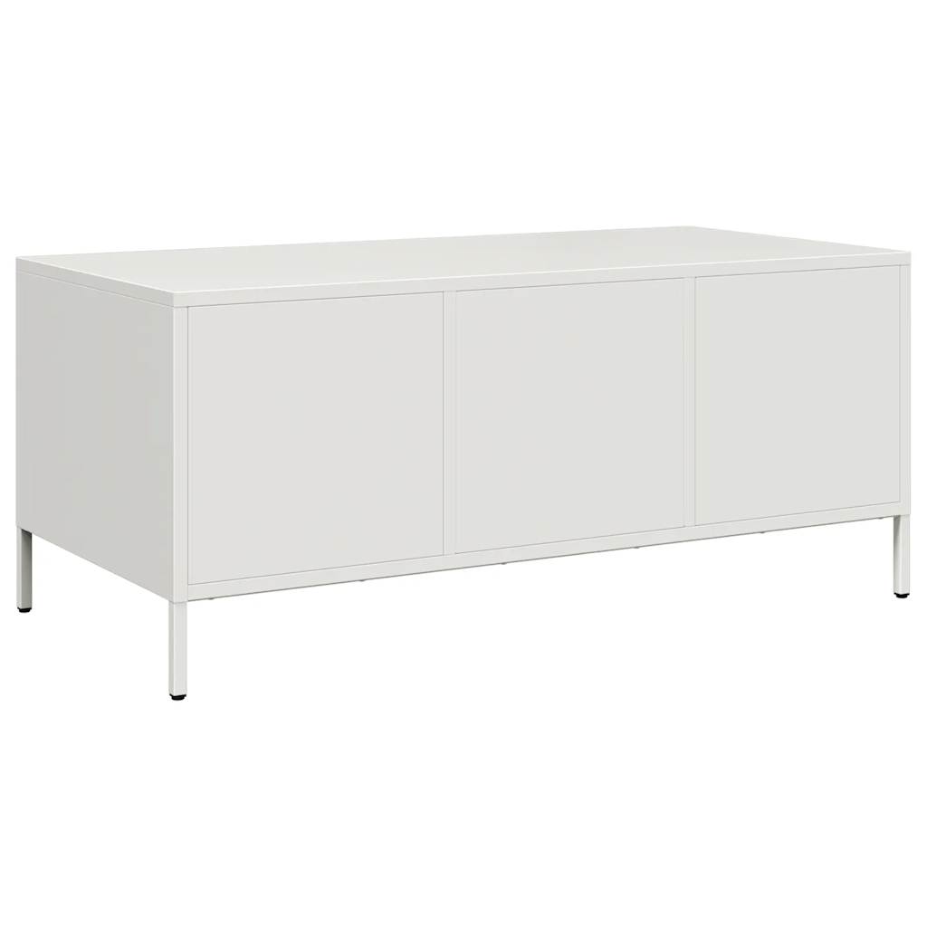 vidaXL Tavolino Bianco 101,5x50x43,5 cm in Acciaio Laminato a Freddo