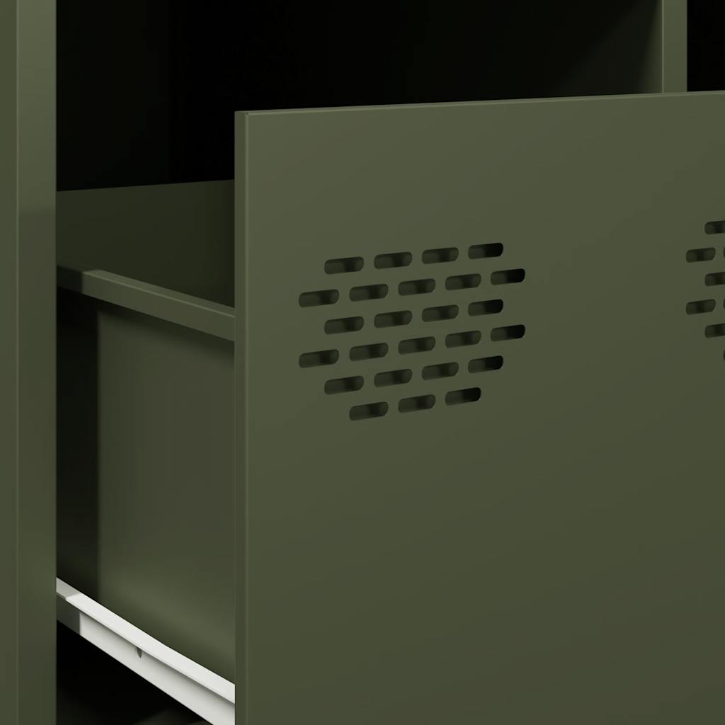 Tavolino Verde Oliva 101,5x50x43,5 cm Acciaio Laminato a Freddo 851278