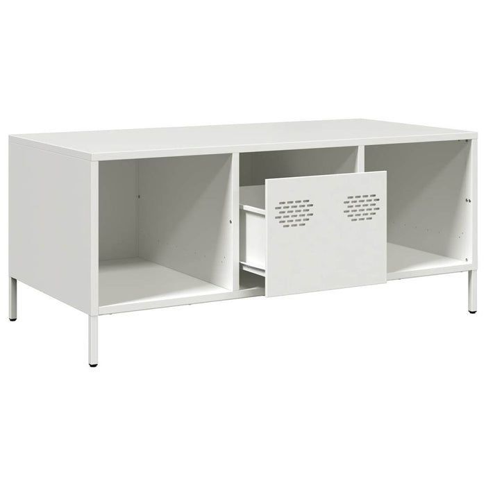 vidaXL Tavolino Bianco 101,5x50x43,5 cm in Acciaio Laminato a Freddo