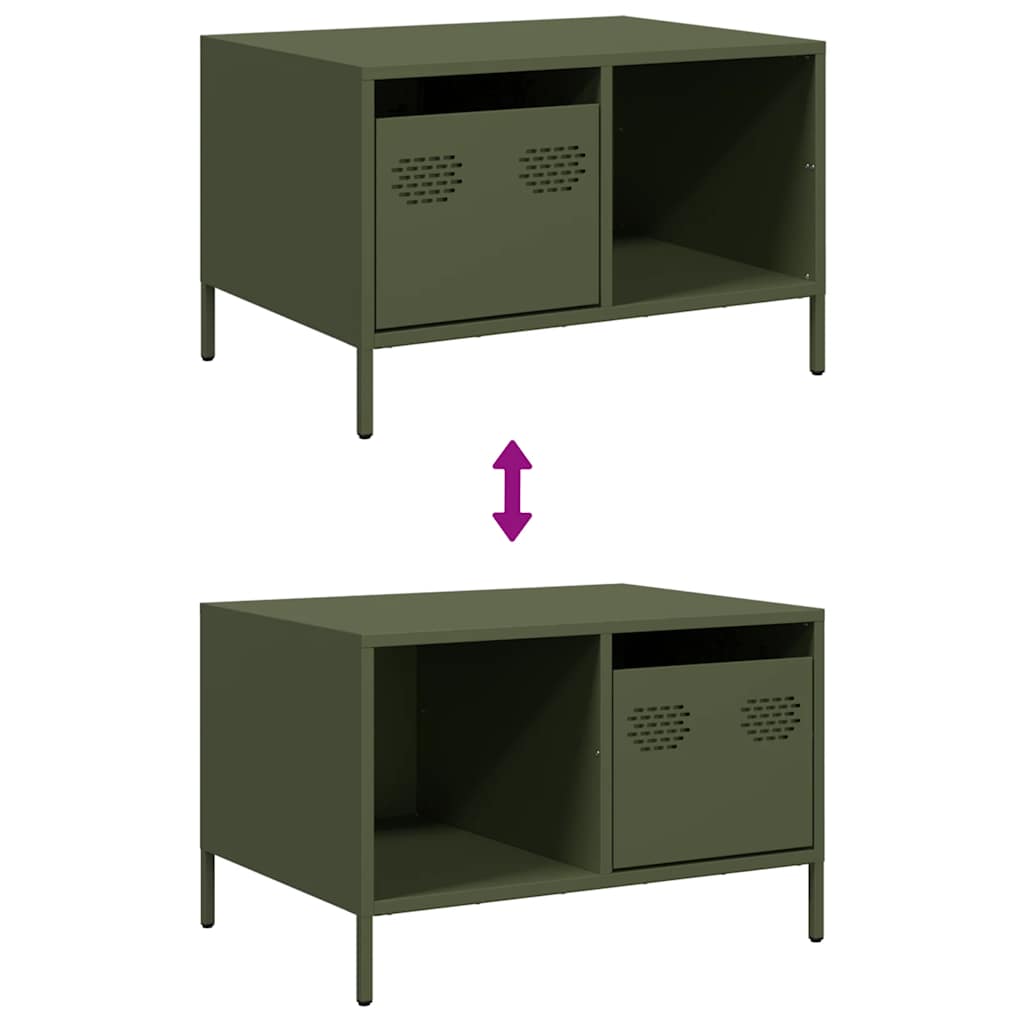 Tavolino Verde Oliva 68,5x50x43,5 cm Acciaio Laminato a Freddo 851284