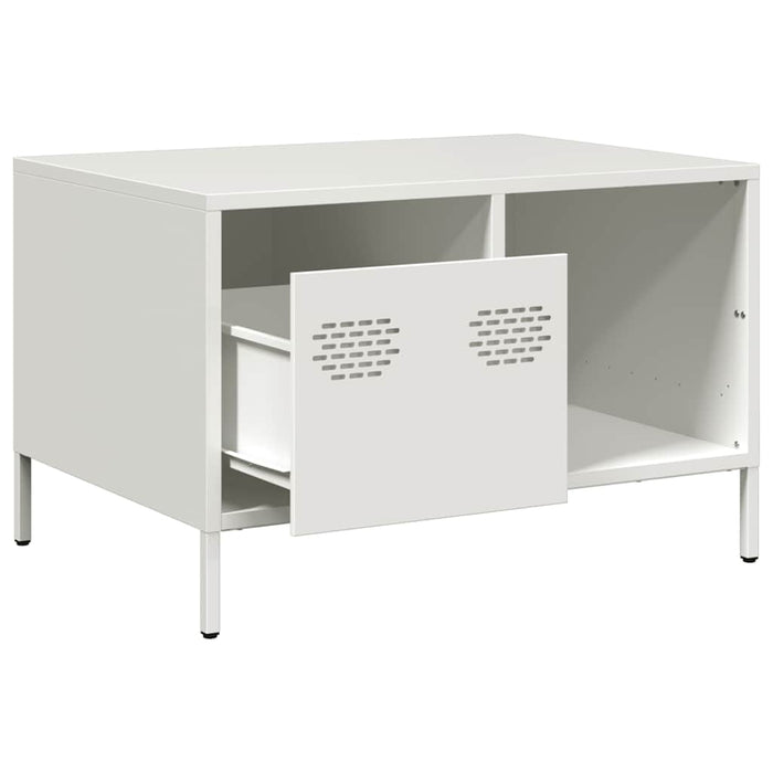 vidaXL Tavolino Bianco 68,5x50x43,5 cm in Acciaio Laminato a Freddo