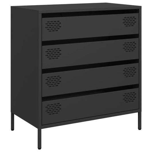 Credenza-Buffet-Armadio da cucina Nera 68x39x73,5 cm in Acciaio Laminato a Freddo 566349