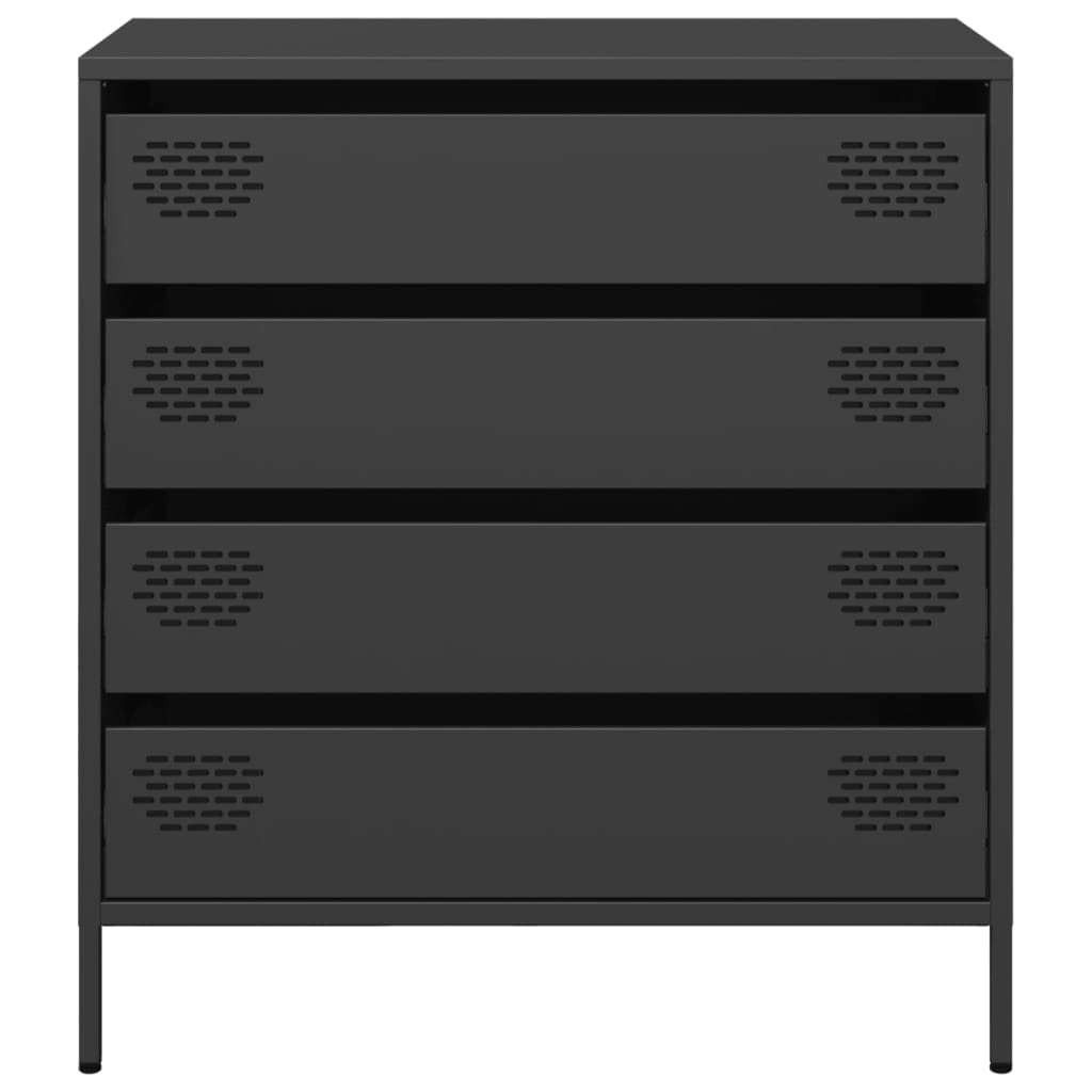 vidaXL Credenza Nera 68x39x73,5 cm in Acciaio Laminato a Freddo