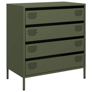 vidaXL Credenza Verde Oliva 68x39x73,5 cm in Acciaio Laminato a Freddo