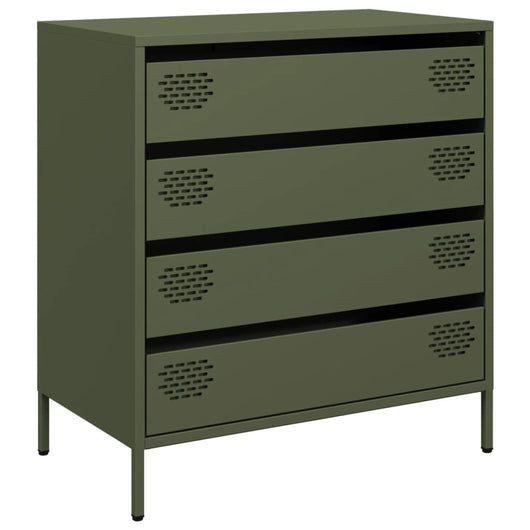 vidaXL Credenza Verde Oliva 68x39x73,5 cm in Acciaio Laminato a Freddo