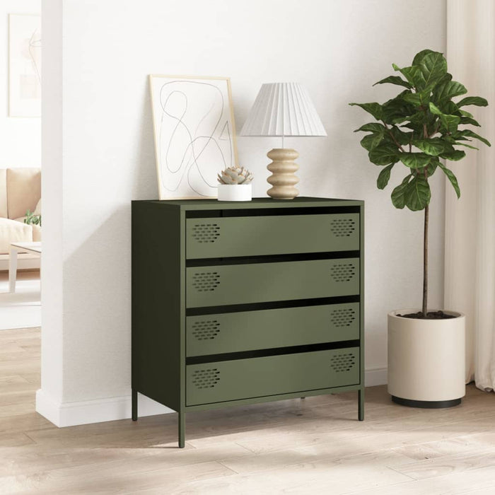 Credenza Verde Oliva 68x39x73,5 cm in Acciaio Laminato a Freddo 851290