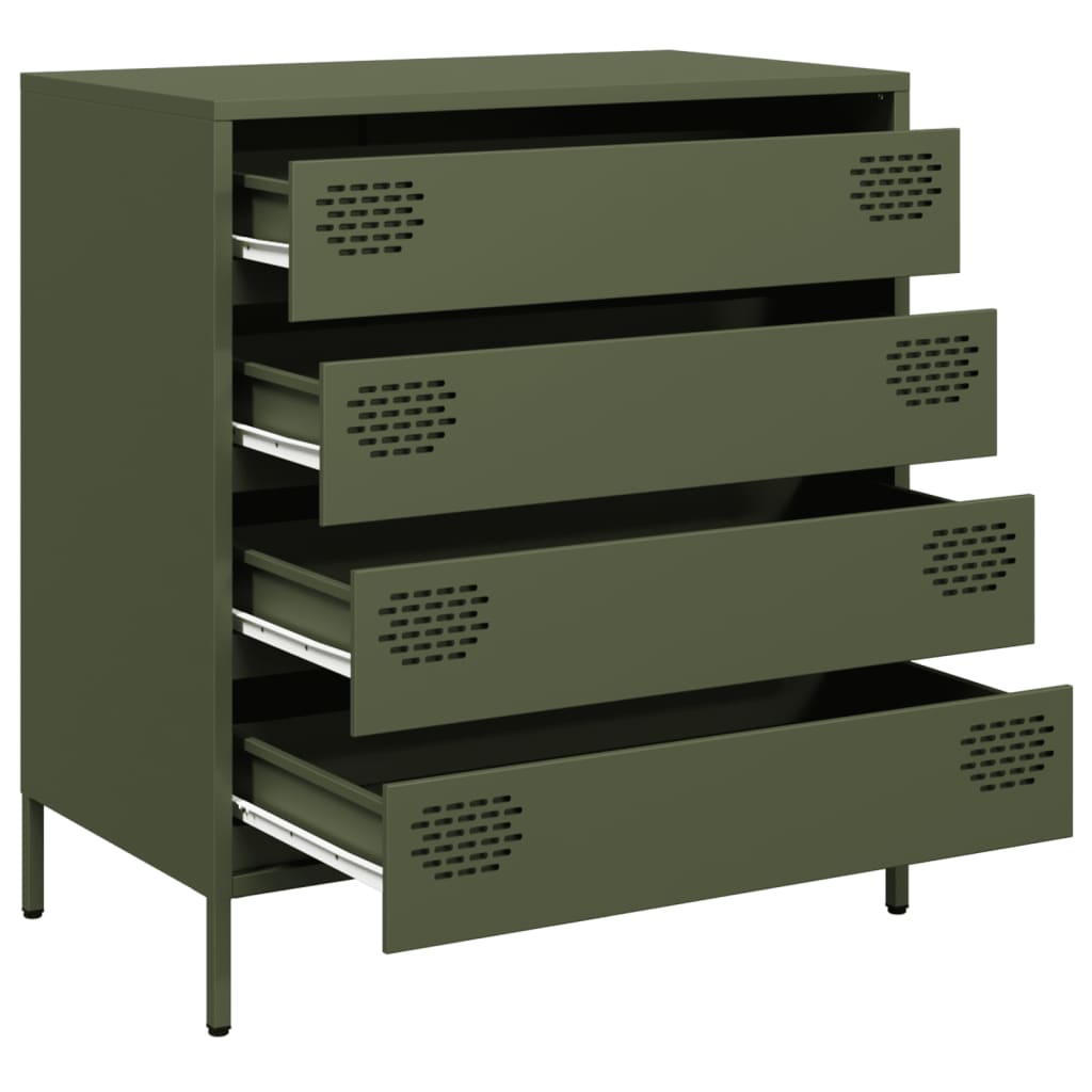 Credenza Verde Oliva 68x39x73,5 cm in Acciaio Laminato a Freddo 851290