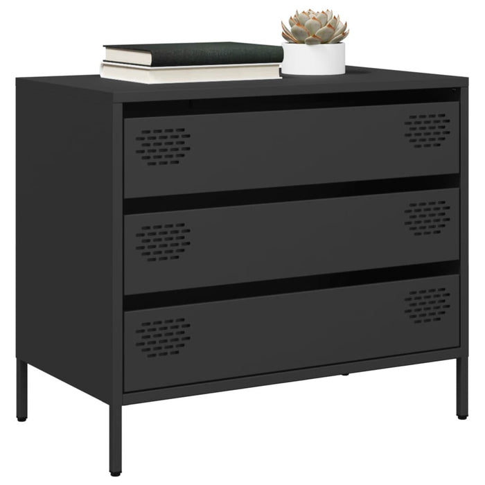 vidaXL Credenza Nera 68x39x58,5 cm in Acciaio Laminato a Freddo