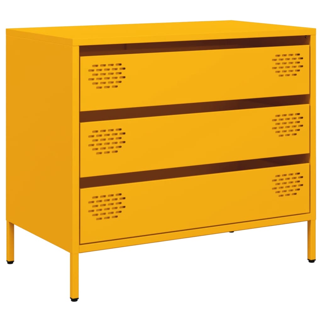 Credenza-Buffet-Armadio da cucina Giallo Senape 68x39x58,5 cm Acciaio Laminato a Freddo