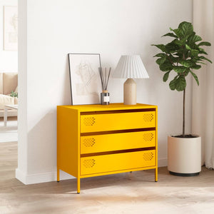 Credenza-Buffet-Armadio da cucina Giallo Senape 68x39x58,5 cm Acciaio Laminato a Freddo