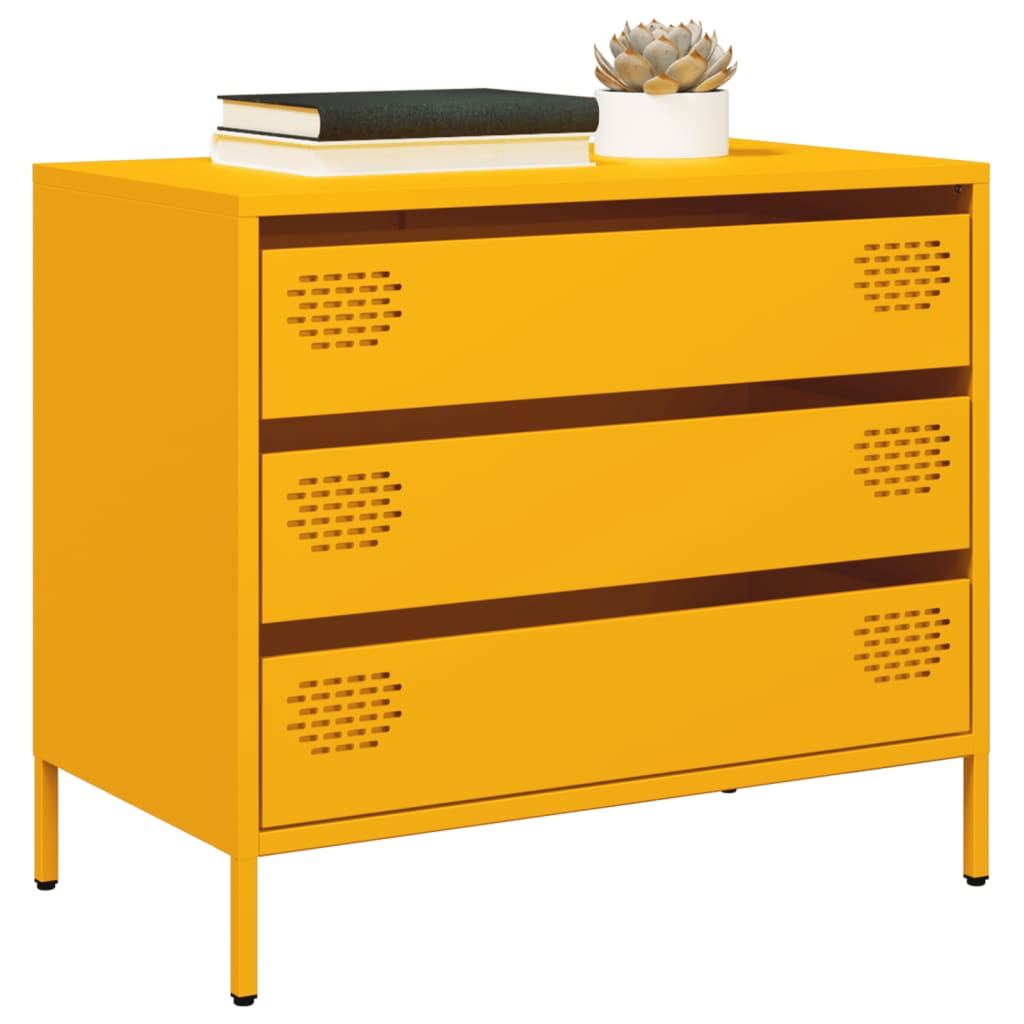 Credenza-Buffet-Armadio da cucina Giallo Senape 68x39x58,5 cm Acciaio Laminato a Freddo
