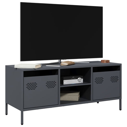 Mobile TV-Credenza TV-Console TV Antracite 101,5x39x43,5 cm Acciaio Laminato a Freddo 827054