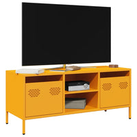 Mobile TV-Credenza TV-Console TV Giallo Senape 101,5x39x43,5 cm in Acciaio 143634