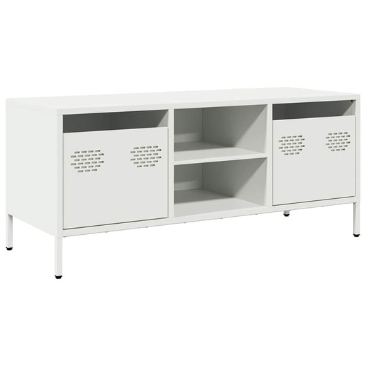 Mobile TV-Credenza TV-Console TV Bianco 101,5x39x43,5 cm in Acciaio Laminato a Freddo 567174