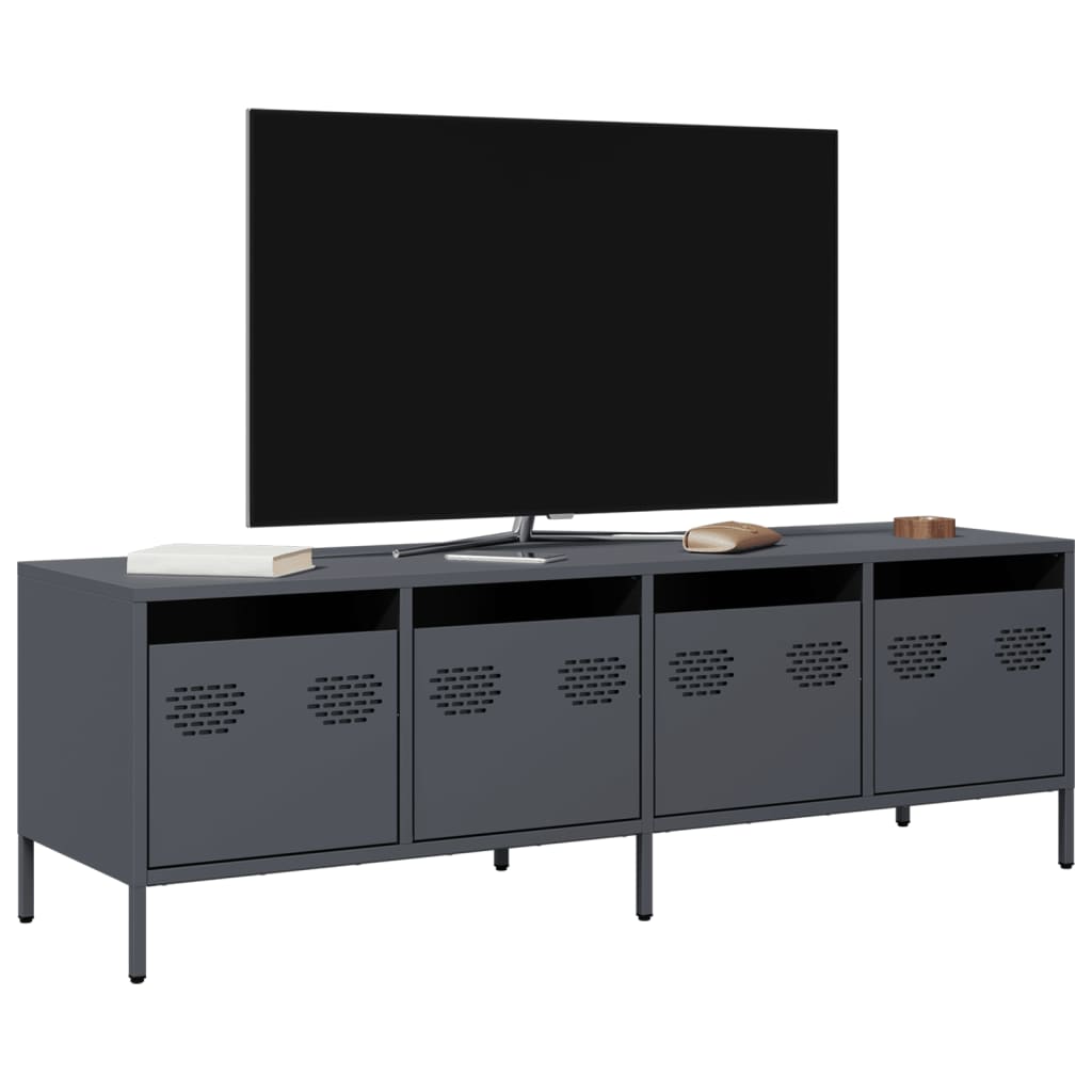 Mobile TV-Credenza TV-Console TV Antracite 135x39x43,5 cm Acciaio Laminato a Freddo 337026