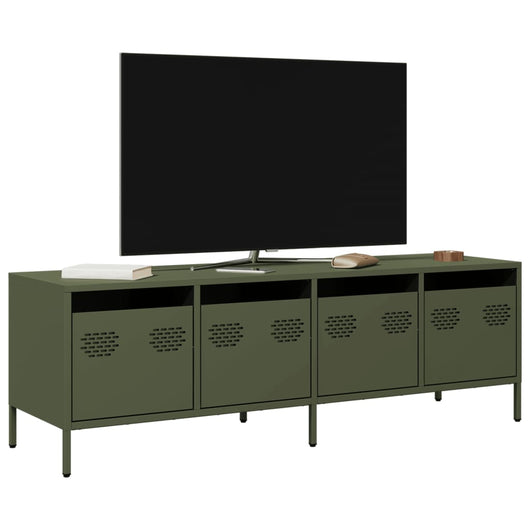 Mobile TV Verde Oliva 135x39x43,5cm Acciaio Laminato a Freddo 851308