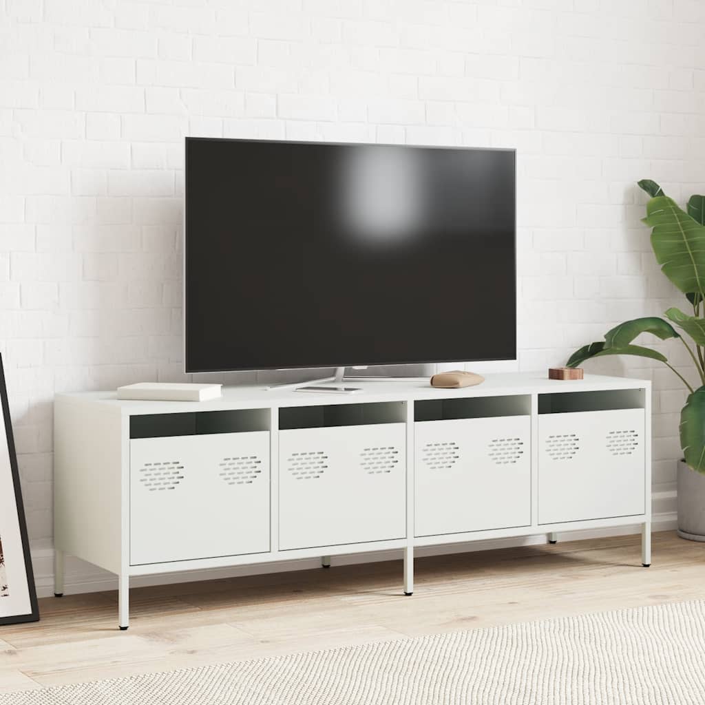 Mobile TV-Credenza TV-Console TV Bianco 135x39x43,5 cm in Acciaio Laminato a Freddo 567848