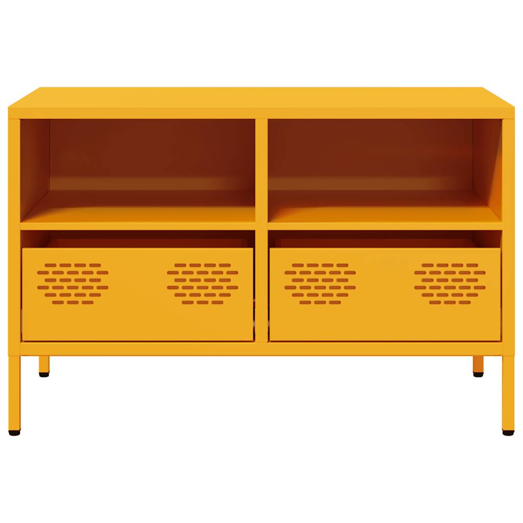 Mobile TV-Credenza TV-Console TV Giallo Senape 68x39x43,5cm Acciaio Laminato a Freddo 835853