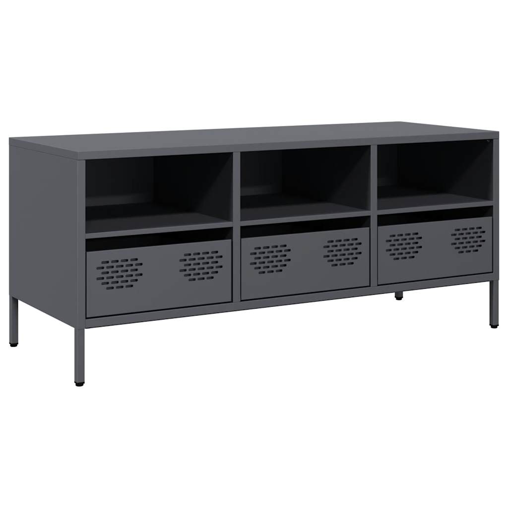 Mobile TV-Credenza TV-Console TV Antracite 101,5x39x43,5 cm Acciaio Laminato a Freddo 841000