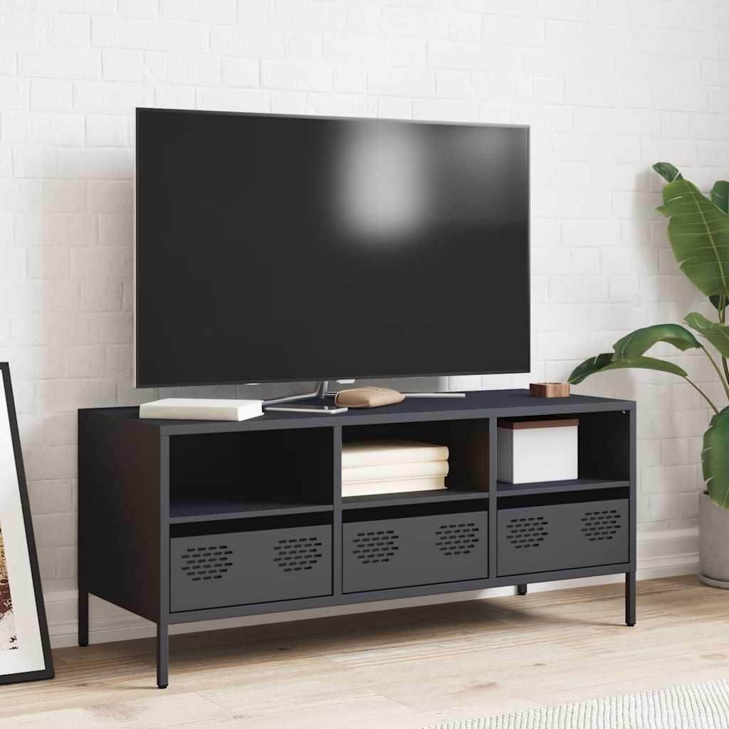 Mobile TV-Credenza TV-Console TV Antracite 101,5x39x43,5 cm Acciaio Laminato a Freddo 841000