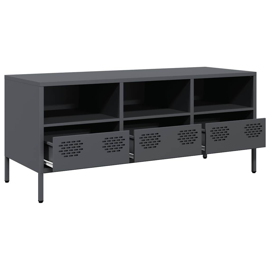 Mobile TV-Credenza TV-Console TV Antracite 101,5x39x43,5 cm Acciaio Laminato a Freddo 841000