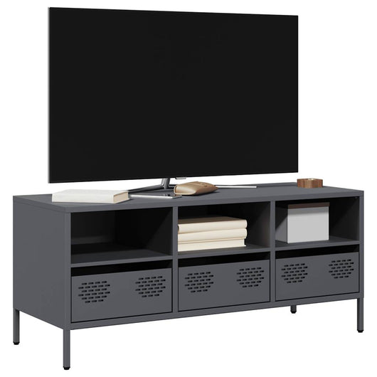 Mobile TV-Credenza TV-Console TV Antracite 101,5x39x43,5 cm Acciaio Laminato a Freddo 841000