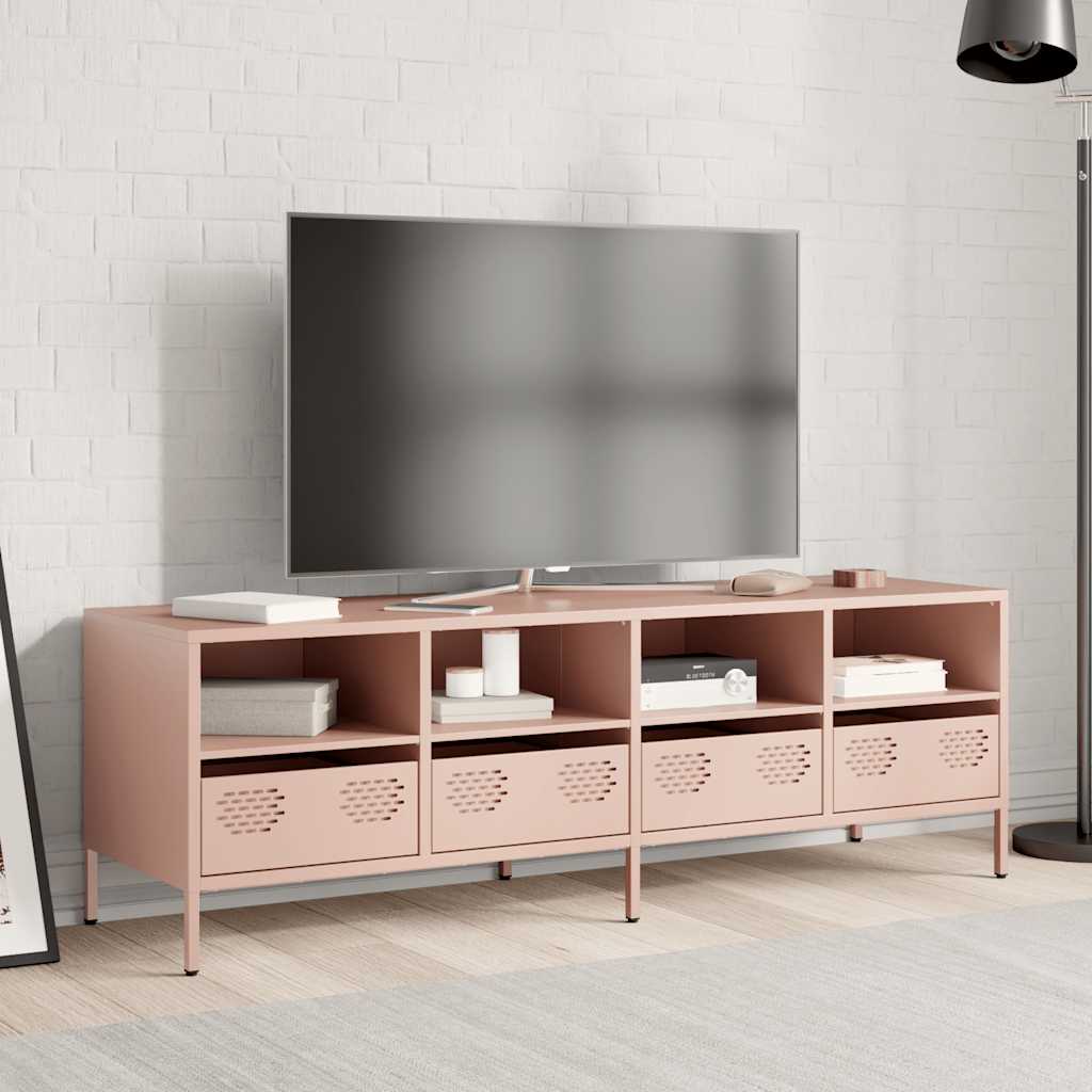 Mobile TV Rosa 135x39x43,5 cm in Acciaio Laminato a Freddo 851329