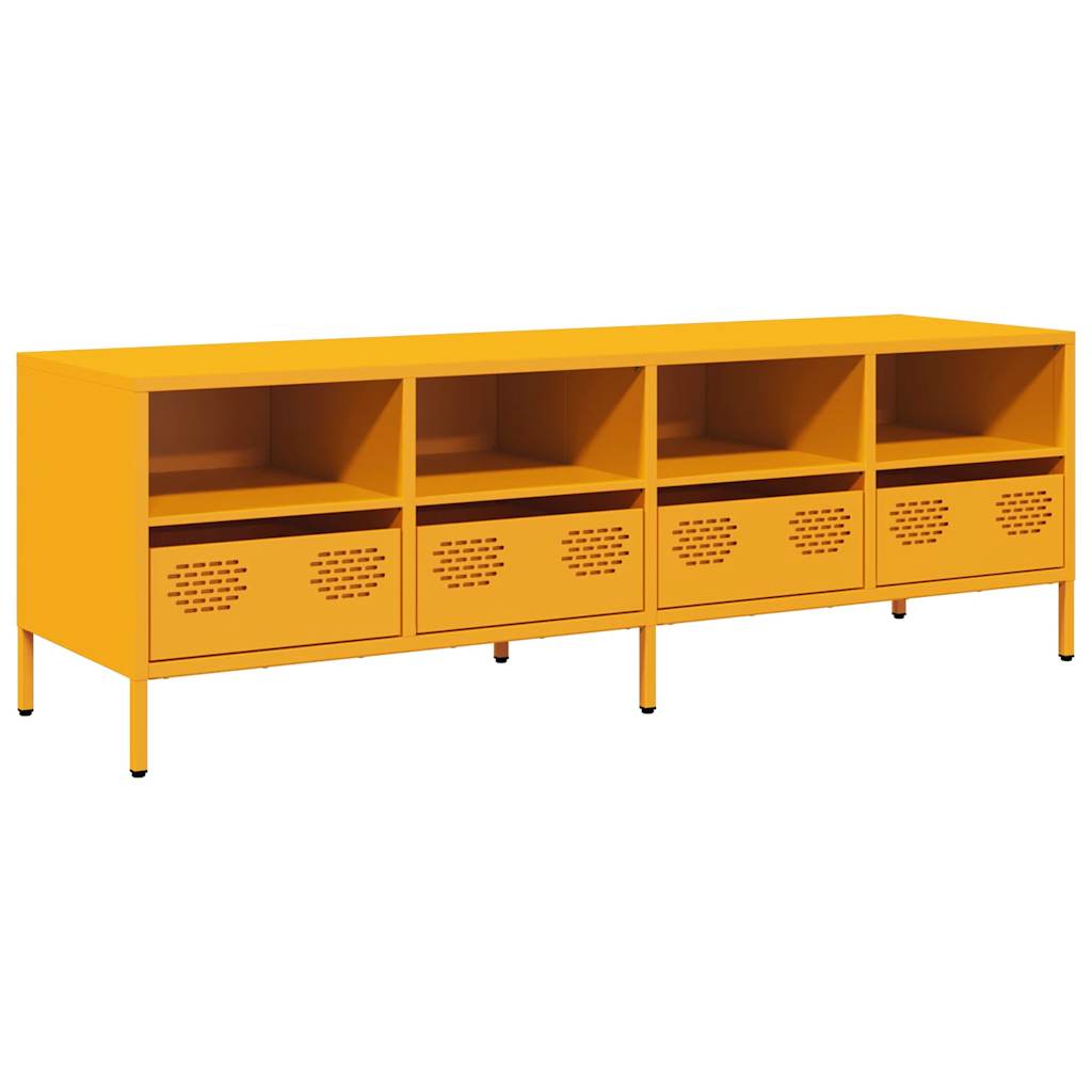 Mobile TV-Credenza TV-Console TV Giallo Senape 135x39x43,5 cm in Acciaio 289913