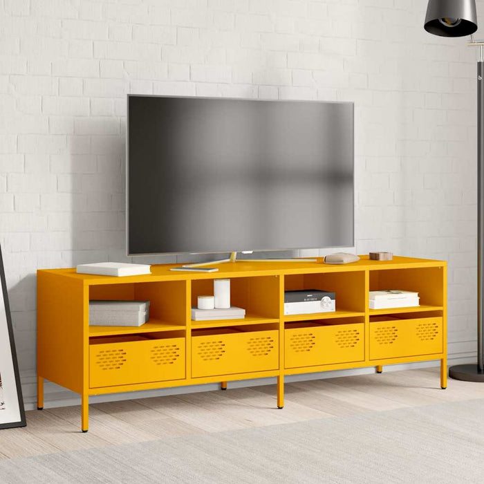 Mobile TV-Credenza TV-Console TV Giallo Senape 135x39x43,5 cm in Acciaio 289913