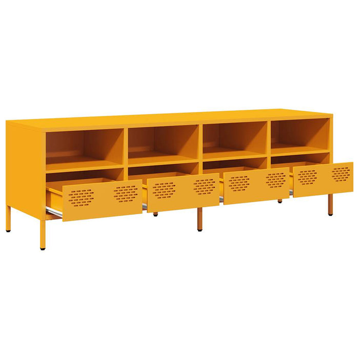Mobile TV-Credenza TV-Console TV Giallo Senape 135x39x43,5 cm in Acciaio 289913