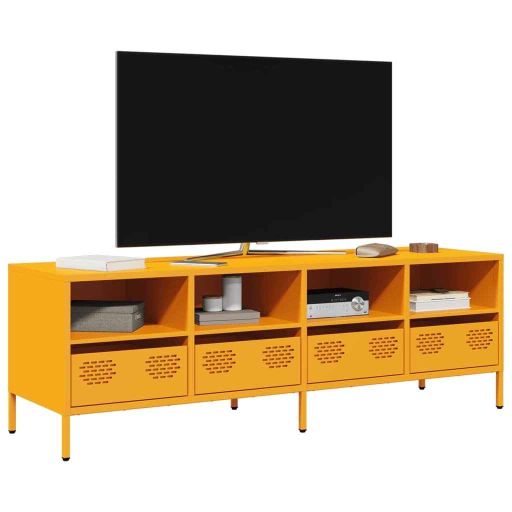 Mobile TV-Credenza TV-Console TV Giallo Senape 135x39x43,5 cm in Acciaio 289913