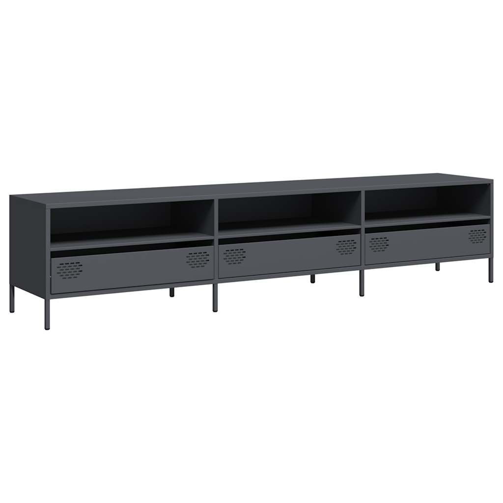 Mobile TV-Credenza TV-Console TV Antracite 202x39x43,5 cm Acciaio Laminato a Freddo 678018