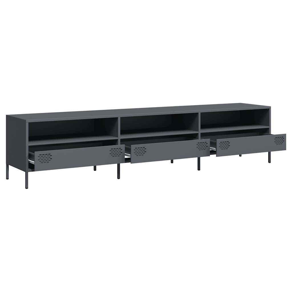 Mobile TV-Credenza TV-Console TV Antracite 202x39x43,5 cm Acciaio Laminato a Freddo 678018