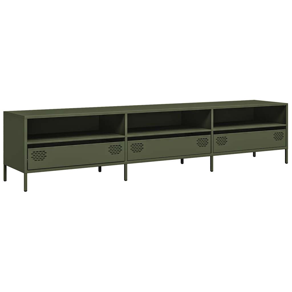 Mobile TV Verde Oliva 202x39x43,5 cm Acciaio Laminato a Freddo 851350