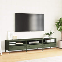 Mobile TV Verde Oliva 202x39x43,5 cm Acciaio Laminato a Freddo 851350
