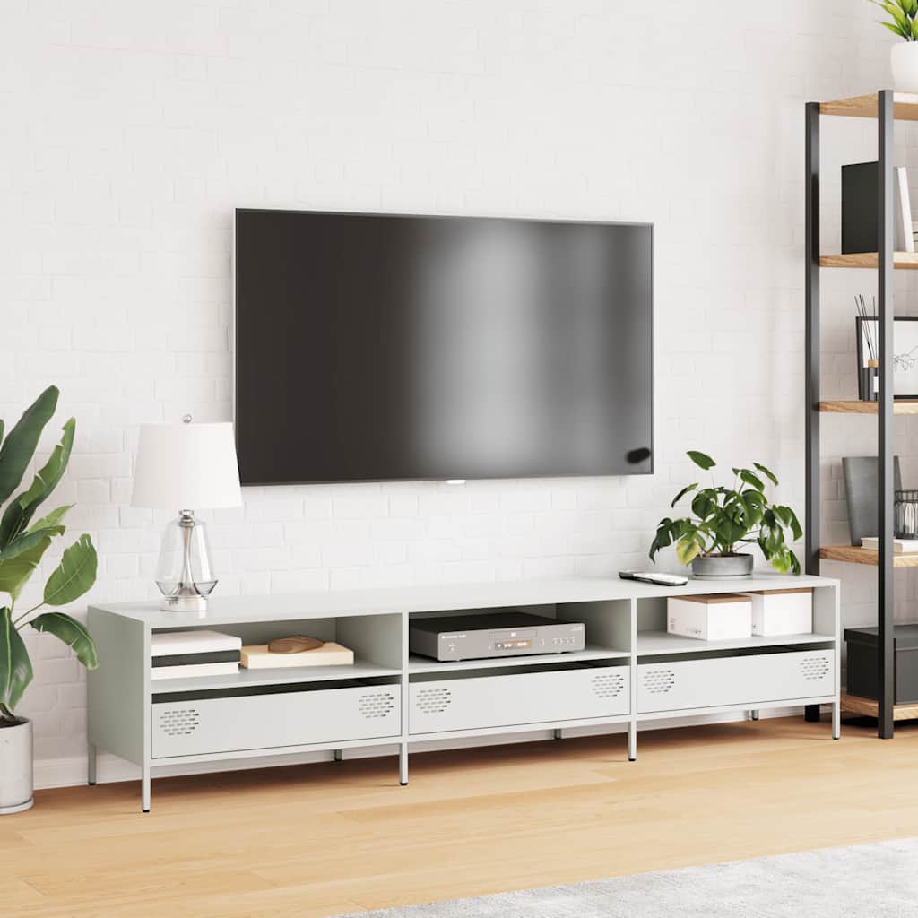 Mobile TV-Credenza TV-Console TV Bianco 202x39x43,5 cm in Acciaio Laminato a Freddo 997601