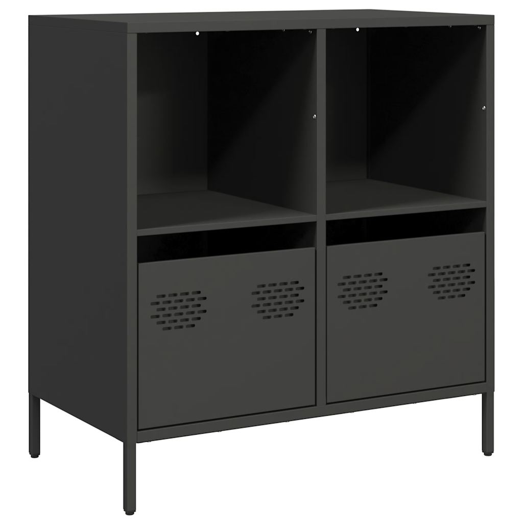 Credenza-Buffet-Armadio da cucina Nera 68x39x73,5 cm in Acciaio Laminato a Freddo 933391